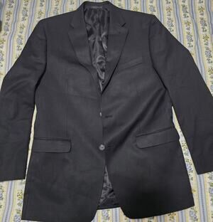 Chaps Blazer Jacket Men’s Size 44L Black Pinstripe Sport Coat Single Vent